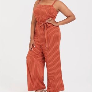 Torrid Rust Orange Stripe Challis Wide Leg Jumpsuit Size 2X